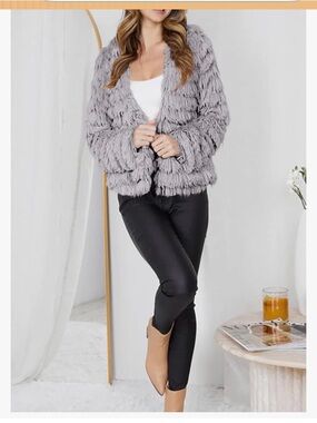 Faux fur cardigan NEW LARGE